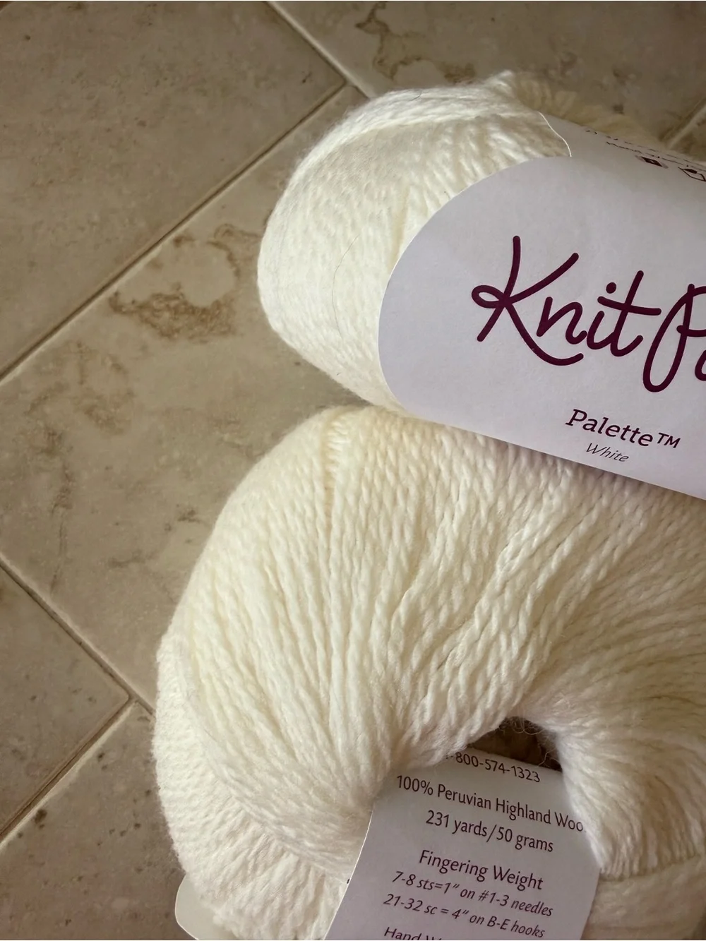 Knit Picks Palette White Peruvian Highland Wool Yarn - Fingering Weight